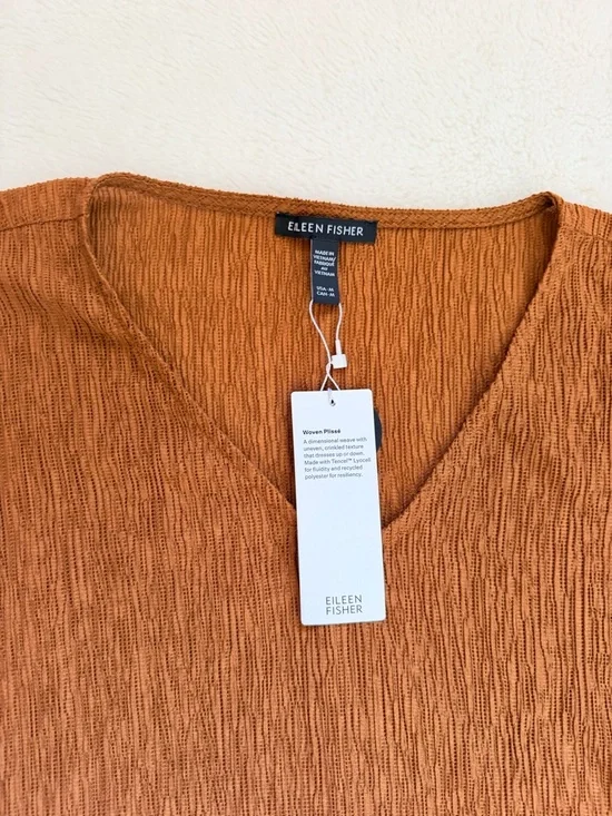 Eileen Fisher V-Neck Dolman Sleeve Tunic - Bronze - Medium - Tencel - Picture 6 of 11